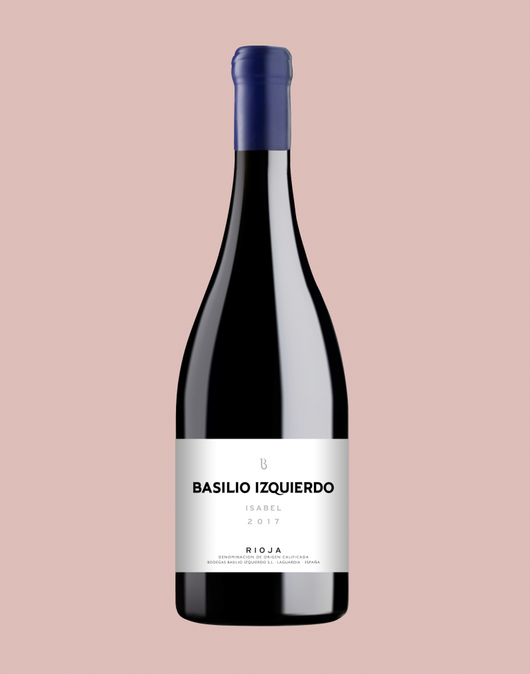 Botella de vino tinto B de Basilio Garnacha con lacre azul